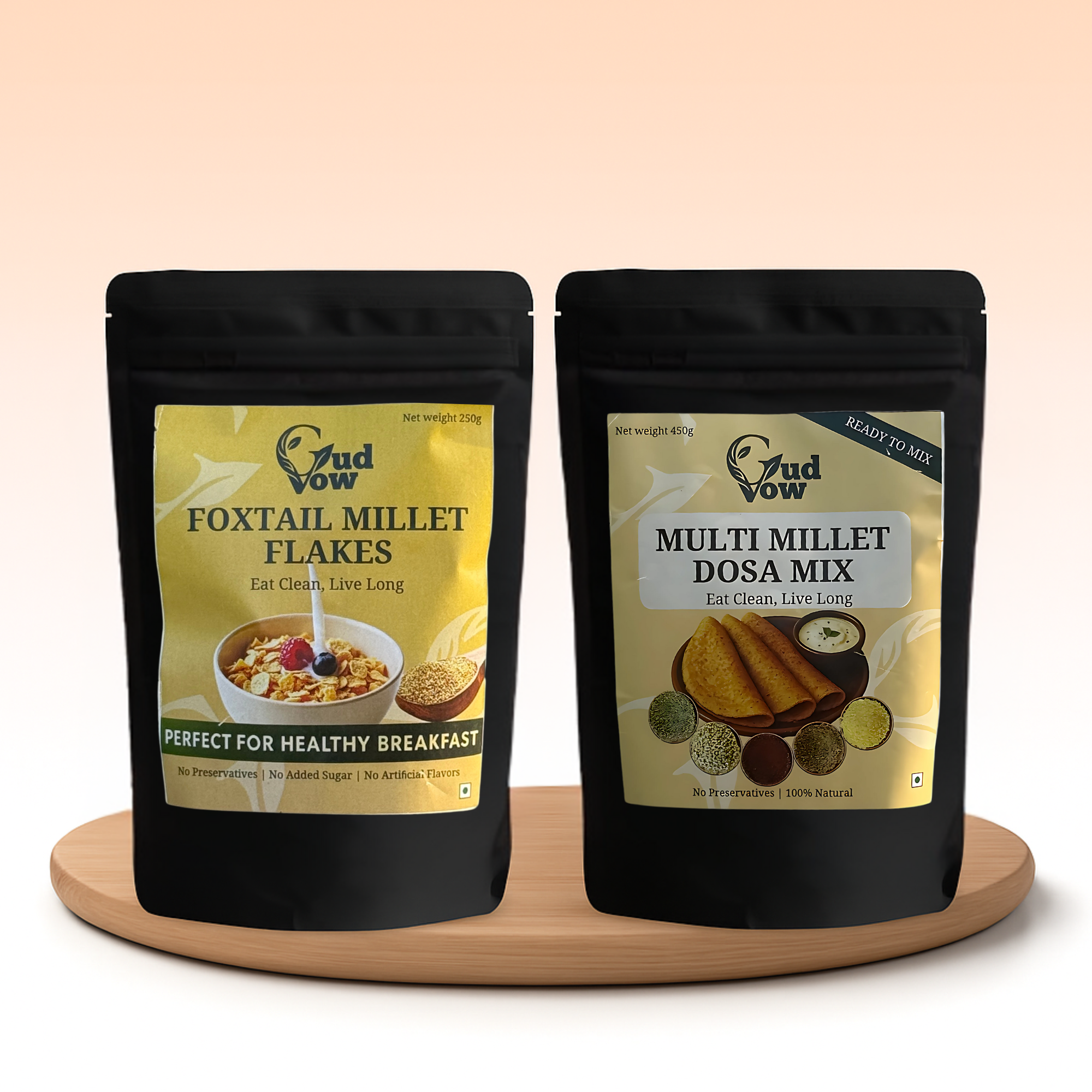 Gudvow Balanced Combo – Foxtail Flakes and Multi Millet Dosa Mix for all-day millet nutrition