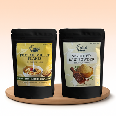 Gudvow Foxtail Flakes and Sprouted Ragi Powder Combo – natural, high-fiber millet foods for daily health