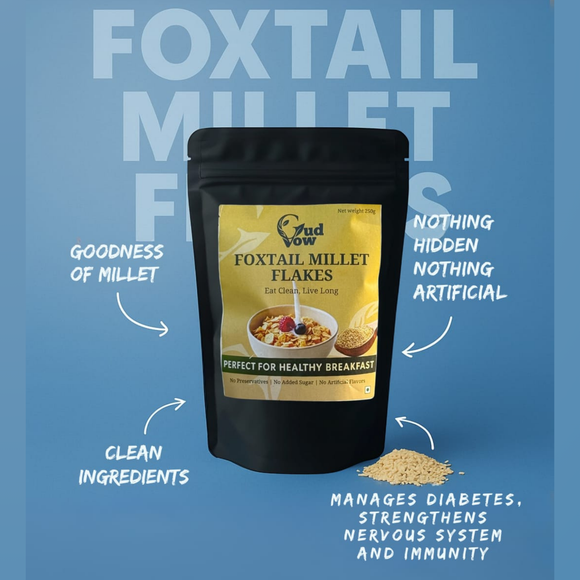 GudVow Foxtail Millet Flakes – 100% natural, preservative-free, gluten-free breakfast cereal, 250g pack