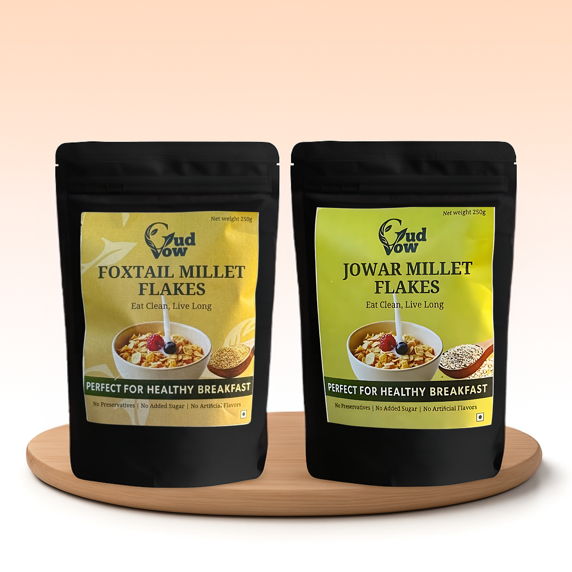 Foxtail and Jowar Millet Flakes Combo – 2-pack healthy, gluten-free breakfast cereals by Gudvow