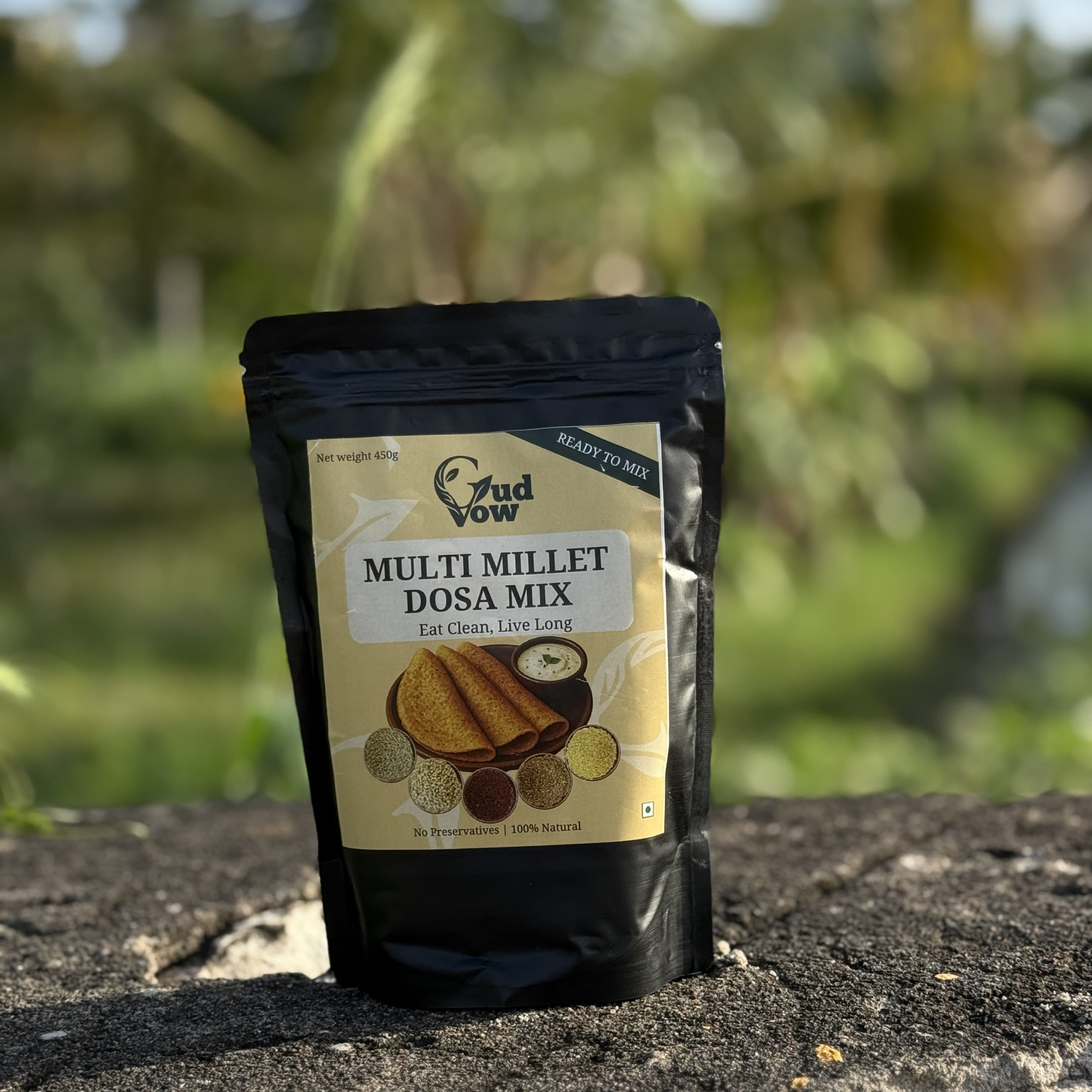 Gudvow Multi Millet Dosa Mix – 100% natural, high-fiber dosa batter mix made from 10 types of millets (500g)