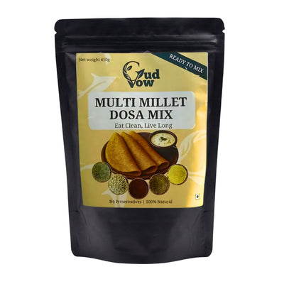 Gudvow Multi Millet Dosa Mix pouch on white background – healthy ready-to-mix millet dosa batter powder.