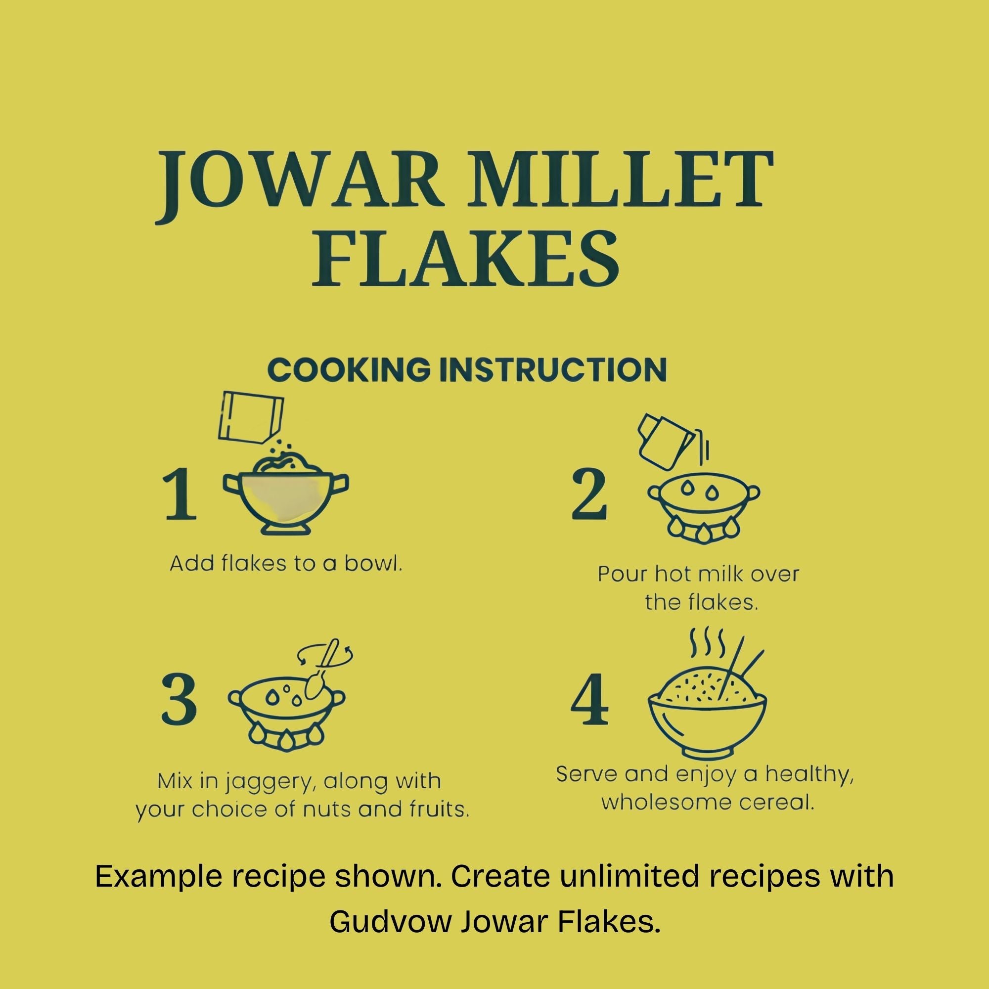 How to use Jowar Millet Flakes - add hot milk, mix with fruits, ready to eat.