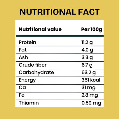 Nutritional value of Gudvow Foxtail Millet Flakes per 100g